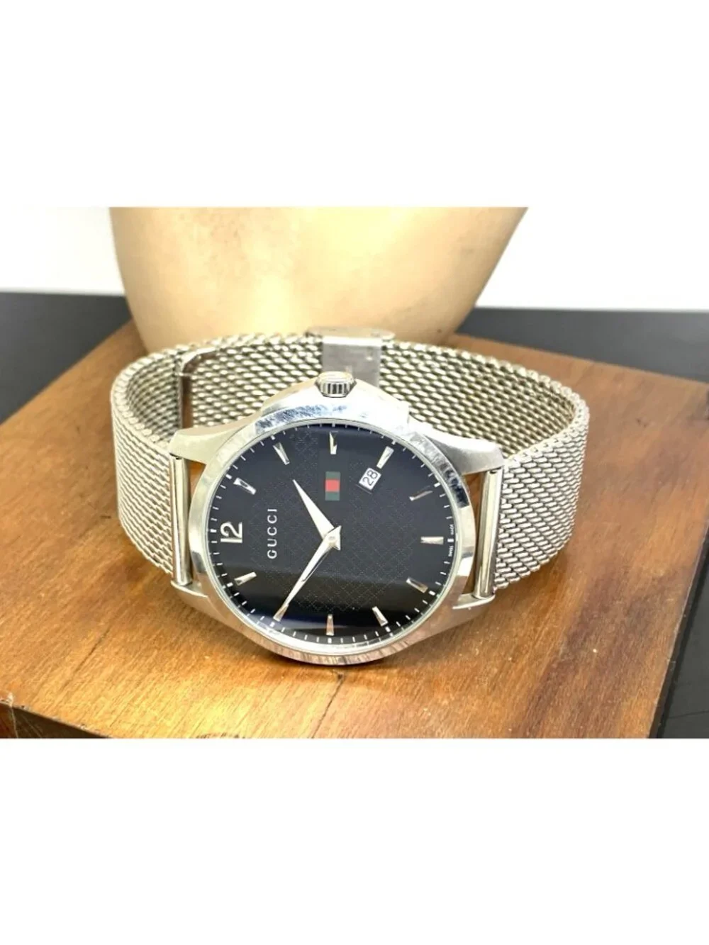 Gucci Men's Watch YA126308 G-Timeless Swiss Quartz Black Dial Stainless Steel